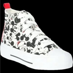 Disney Woman Mickey Mouse High-Top Sneakers - Black and White Size 11
